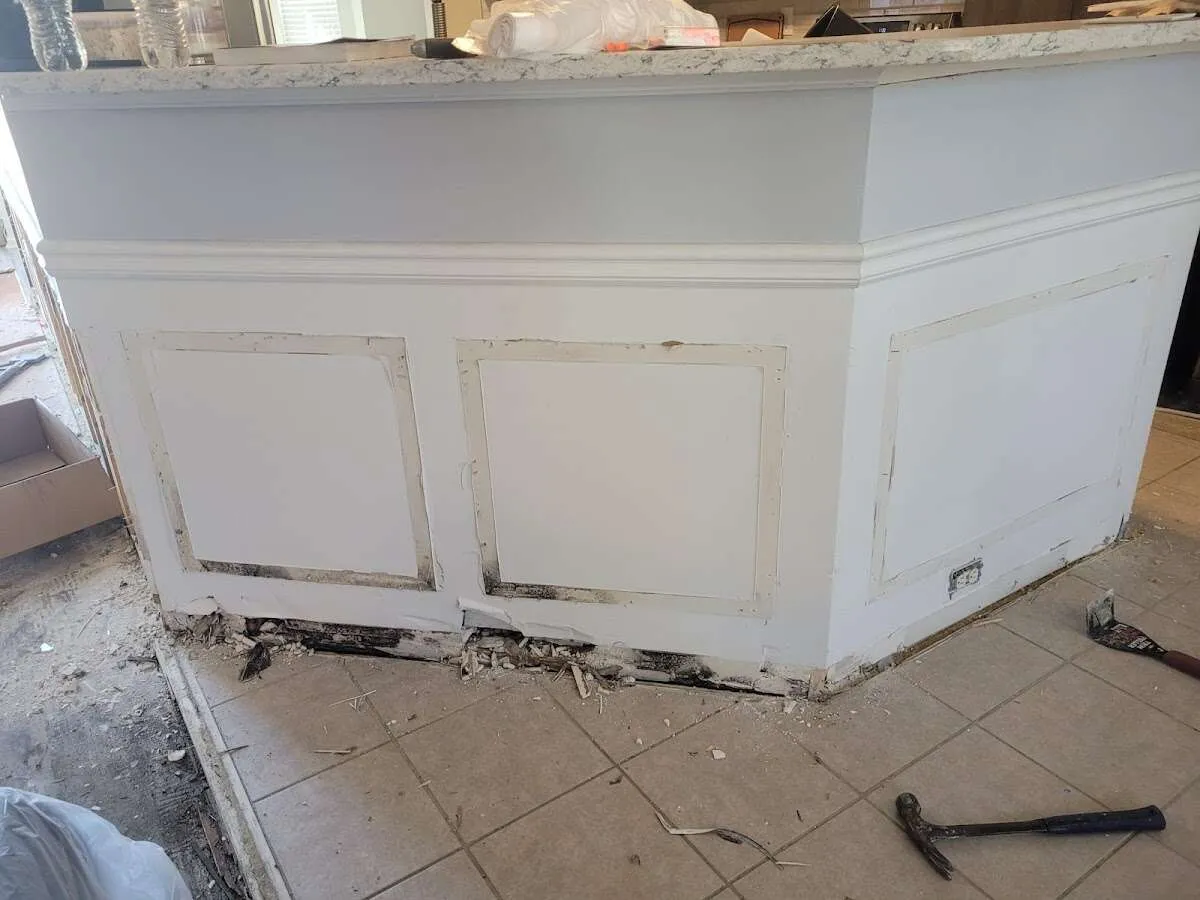 Water damage and mold on kitchen during Storm Damage Restoration in River Grove